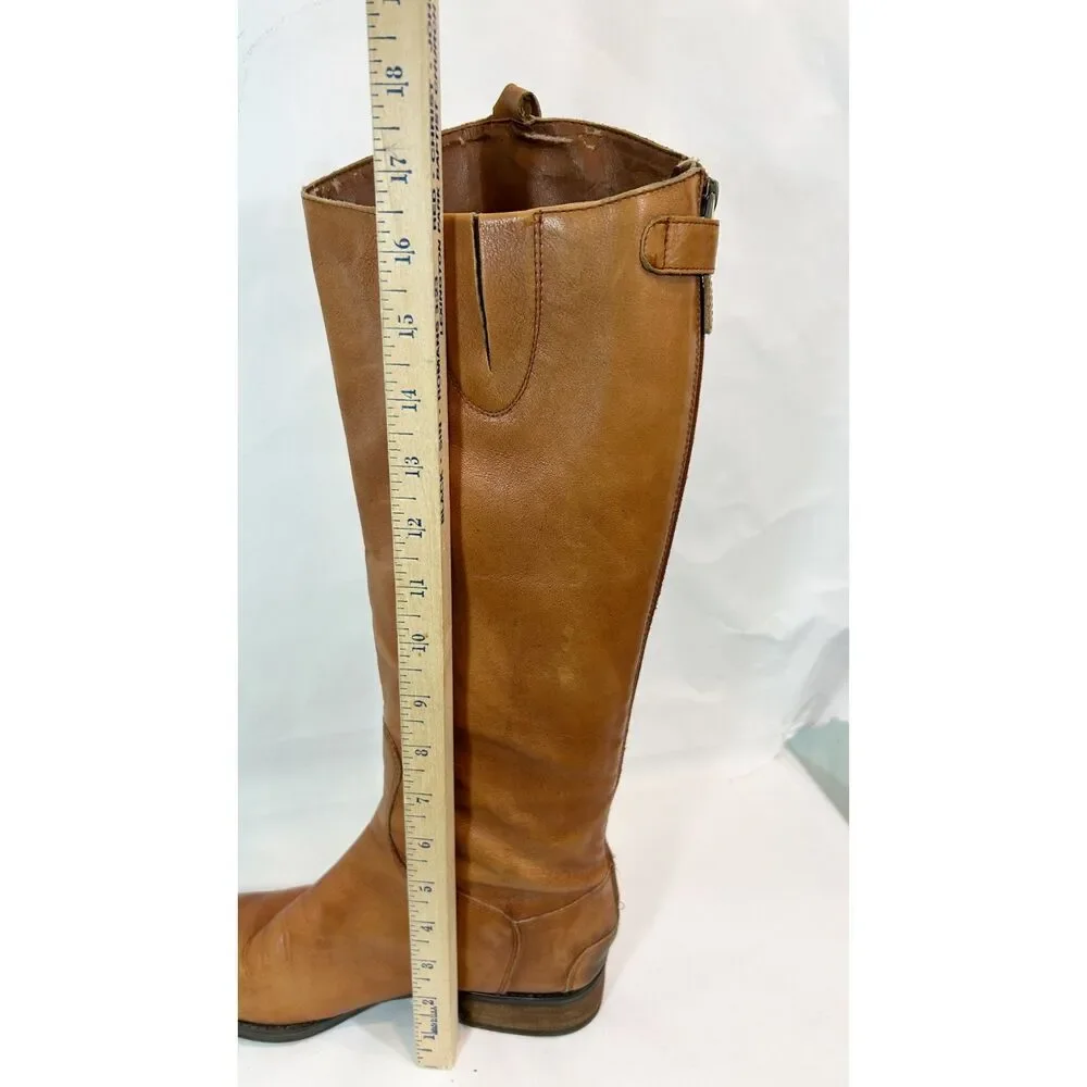 SAM EDELMEN Penny Tall Riding Boots Size 8.5M Whiskey Leather Equestrian BOHO